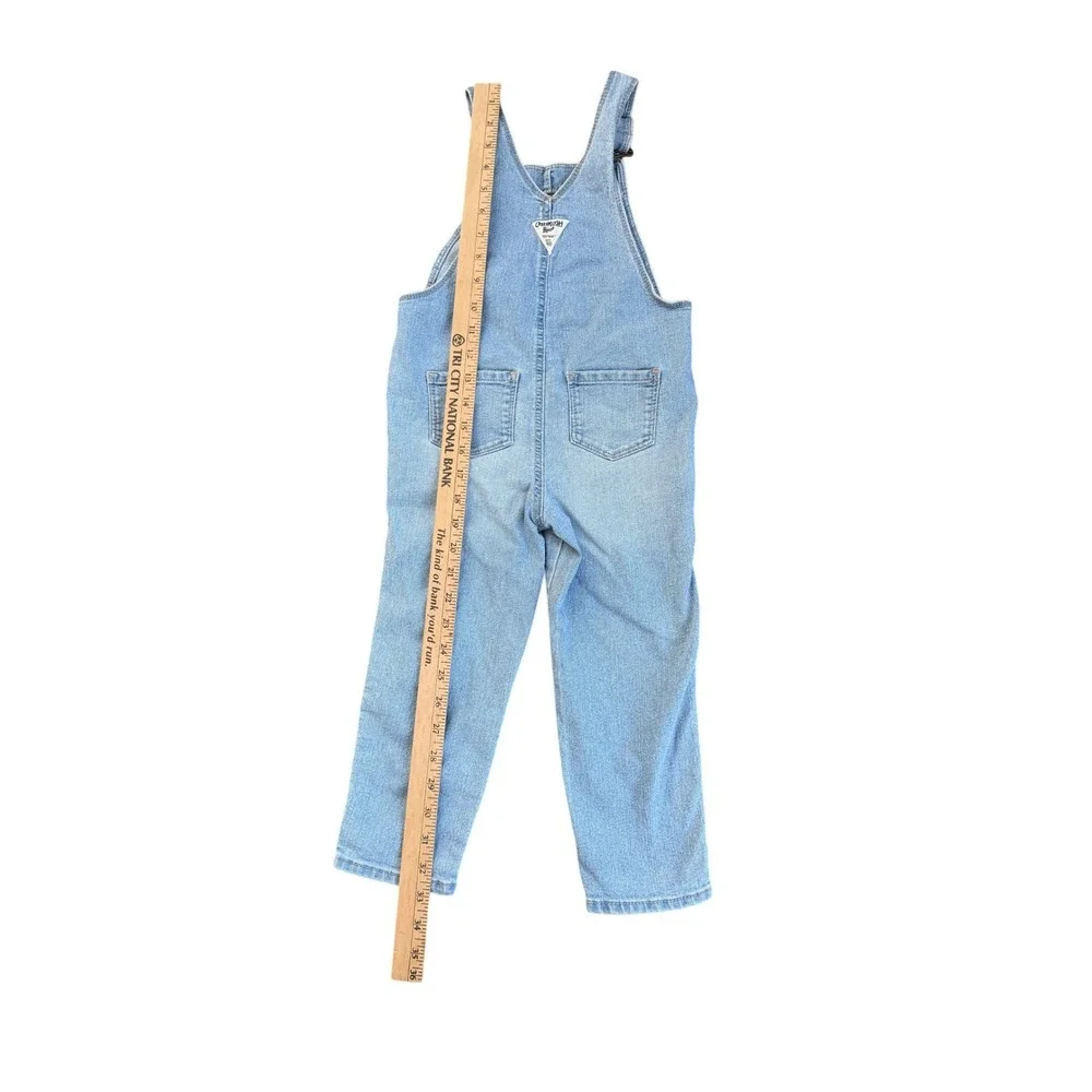Y2K OshKosh Girls Denim Overalls Embroidered Floral Strawberry